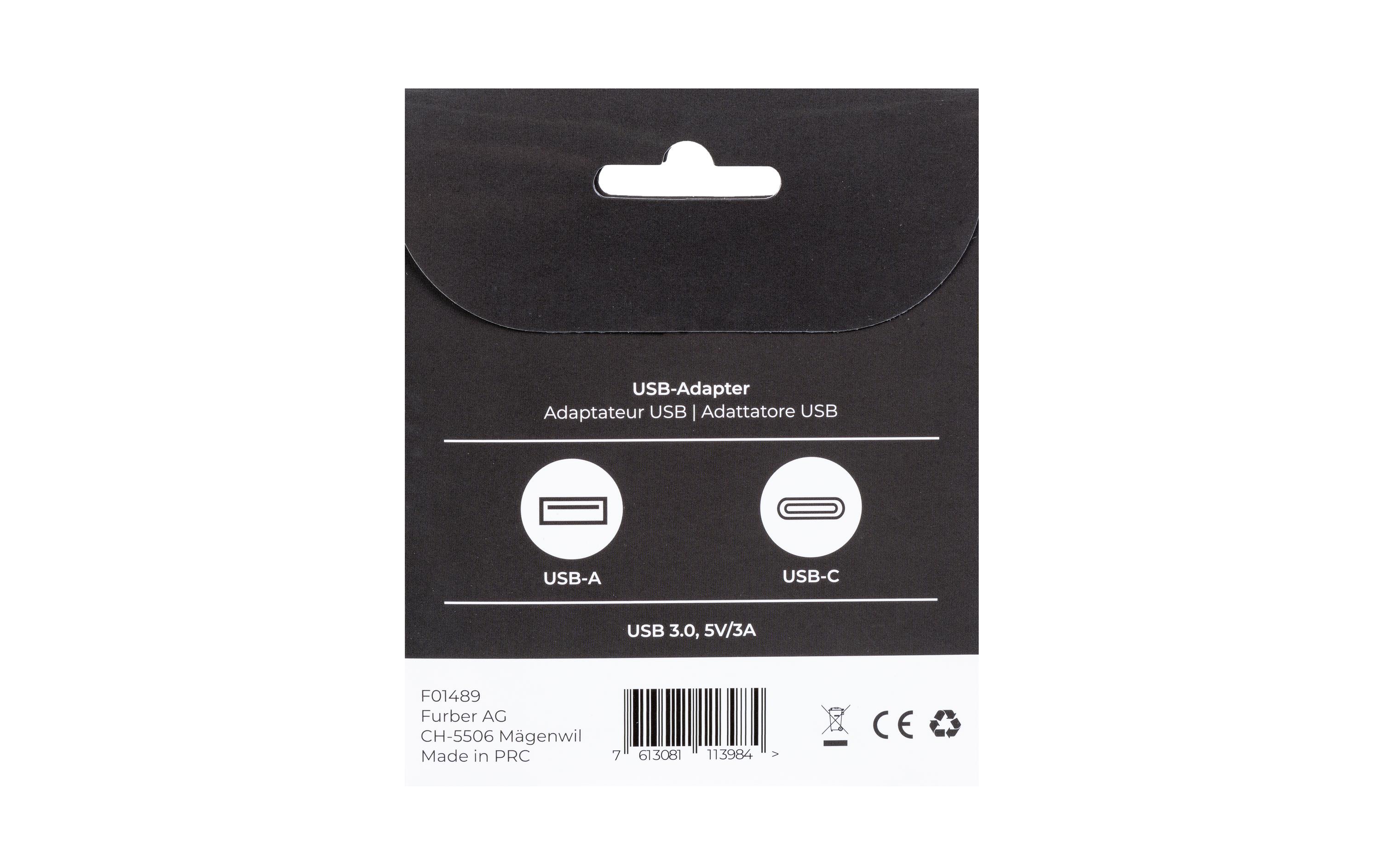 USB 3.1 Adapter USB-A Stecker - USB-C Buchse, 1 StückAdapter USB-A auf USB-C