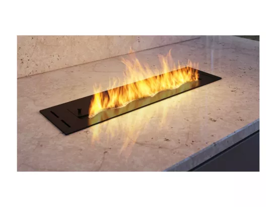 Brûleur à bioéthanol intégré en acier inoxydable noir, 1,2 Lt, 60 cm