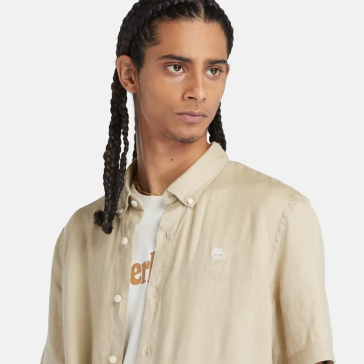 Chemise en lin Mill Brook pour homme en beige