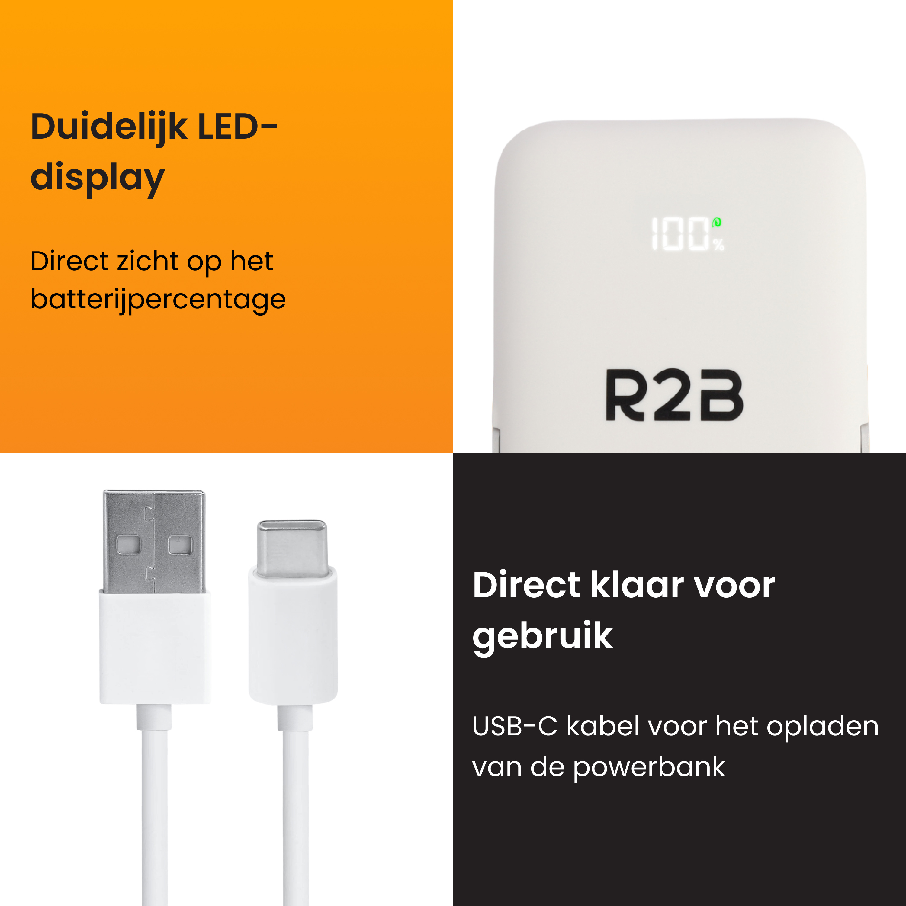 R2B 10000 mAh MagSafe powerbank - White