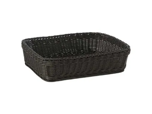 Brødkurv 40x30x10 cm Rektangulær Kraftig flet PP Sort,40 stk/krt