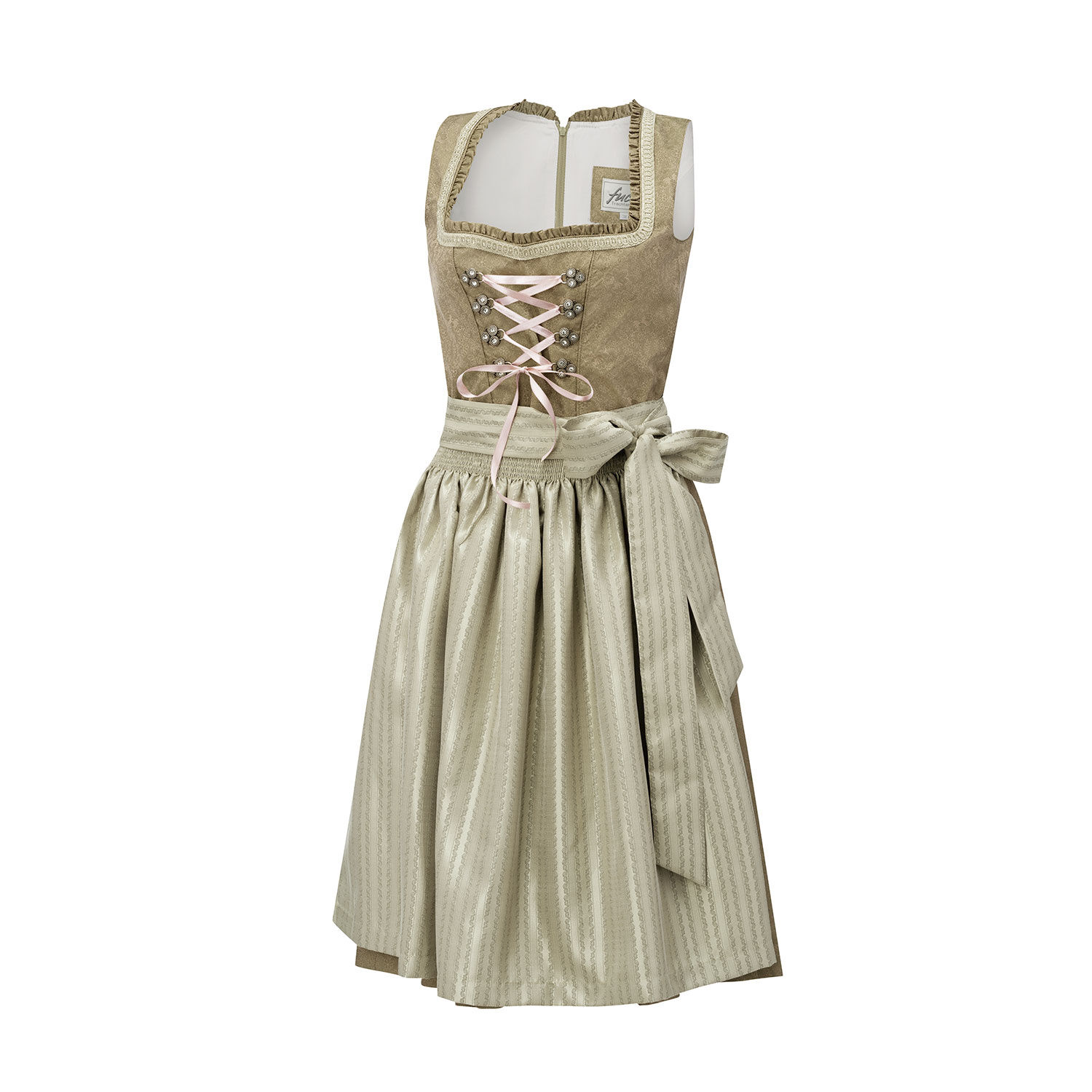 Reseda Dirndl mit weisser Schnürung