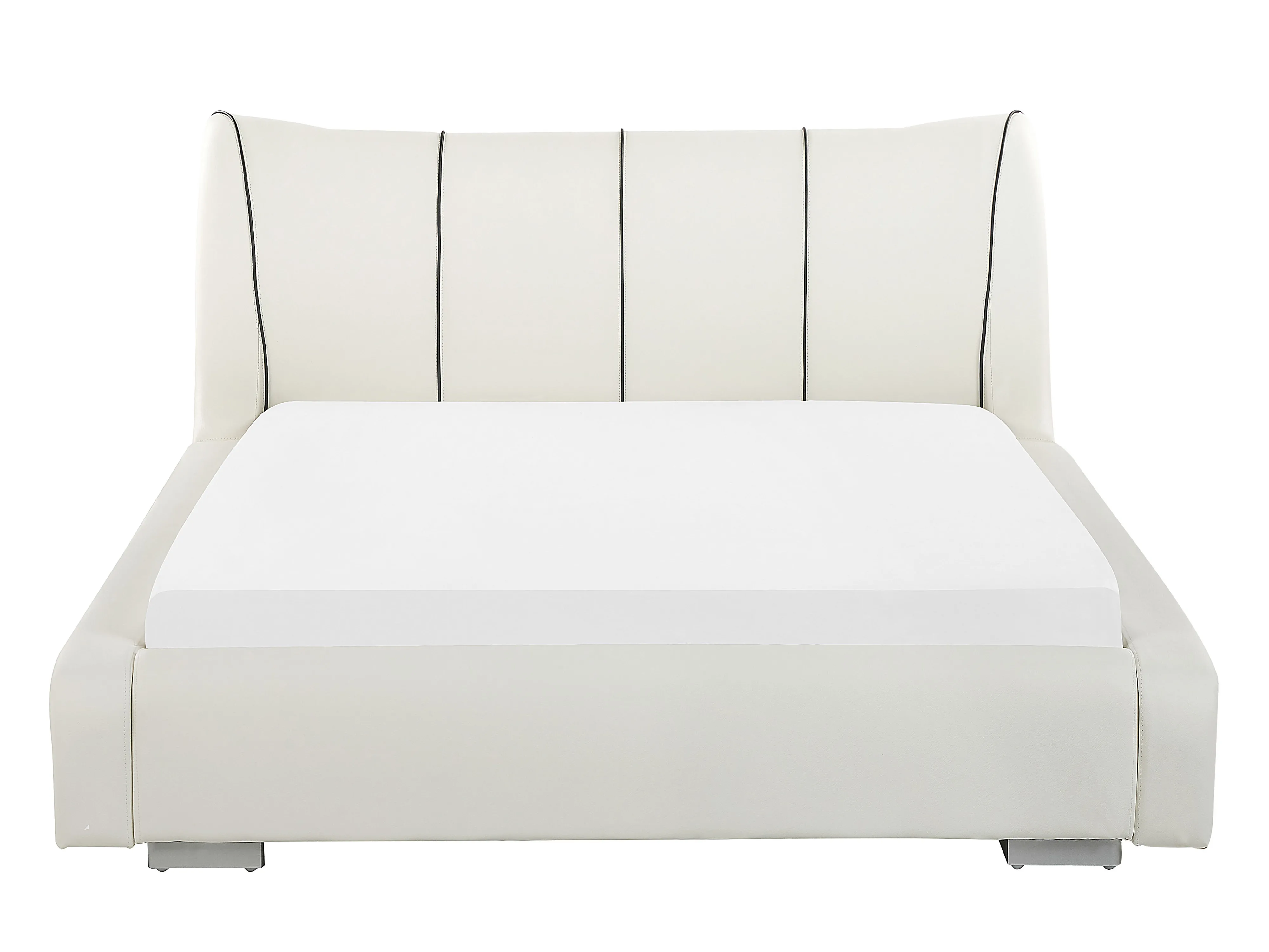 Bed met LED-verlichting Leer NANTES 140 x 200 cm LED Gebroken wit