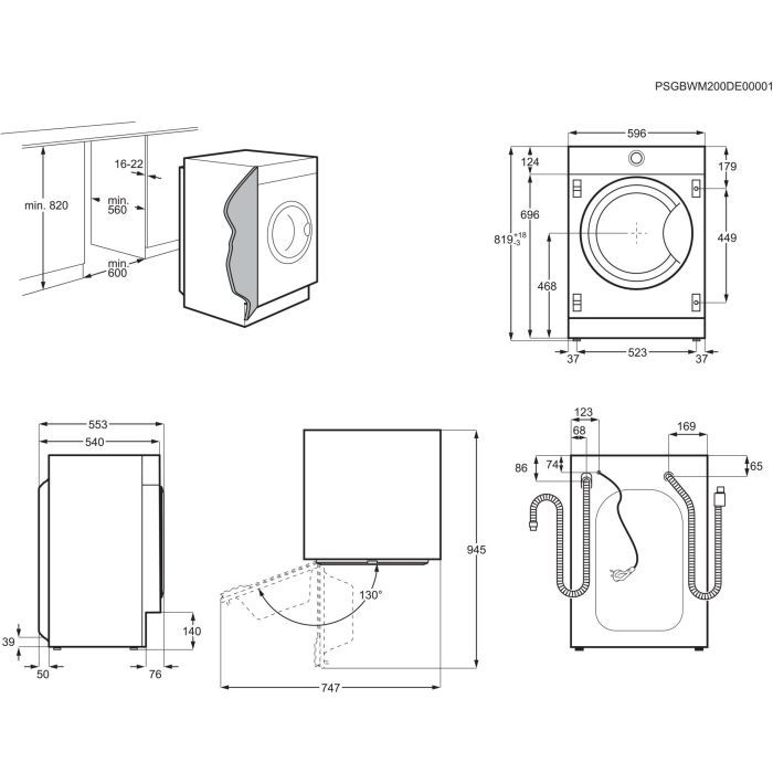 AEG Einbau-Waschmaschine Serie 8000 PowerCare® LR8BI7480