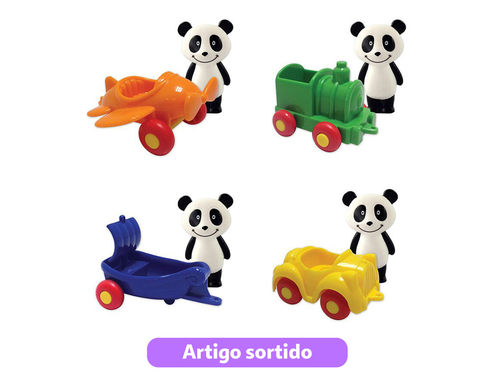 MINI VEÍCULO PANDA COM FIGURA MODELOS SORTIDOS
