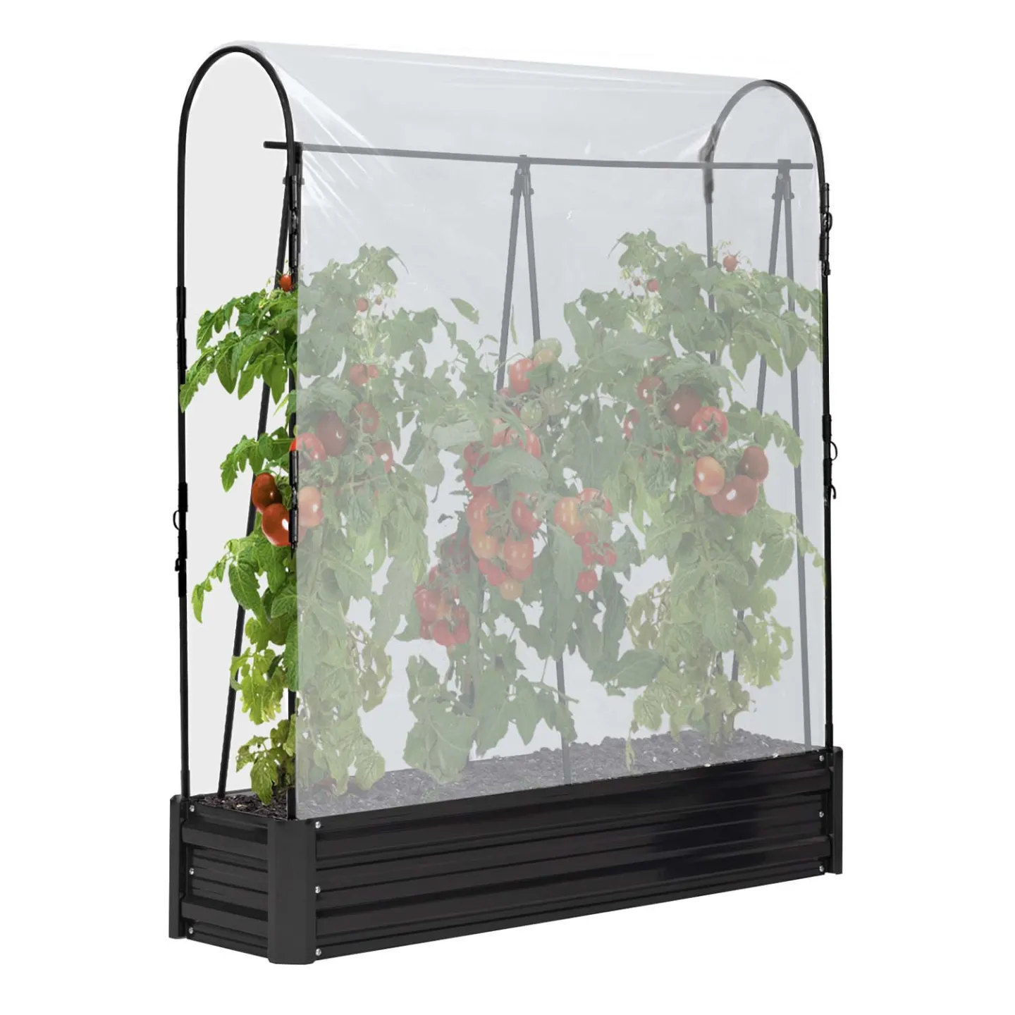 Kit complet 3 bacs métal modulables carrés potager et serre à tomates + treillis + housse