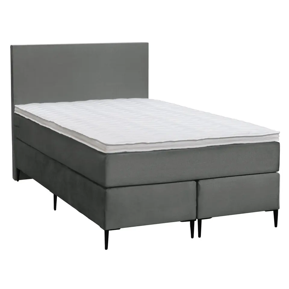 Boxspring Liv egaal - grijs - 120x200 cm - slanke poot