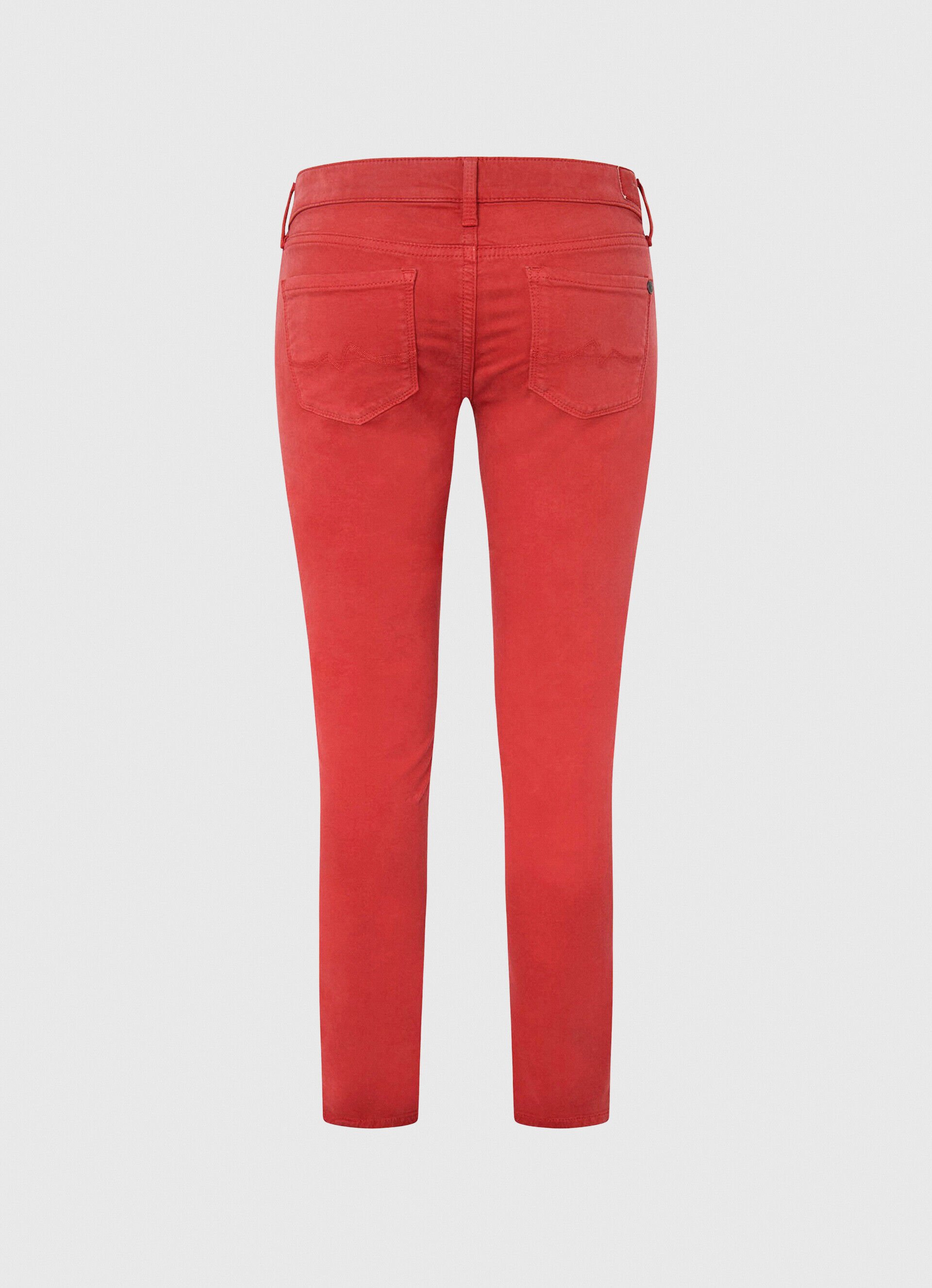 Calça skinny fit com 5 bolsos - vermelho estúdio
