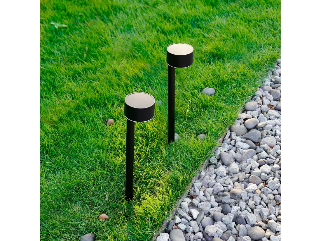 2 balises solaires à piquer FORTY Noir Acier H30cm