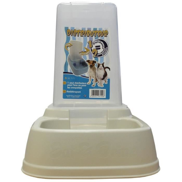 Aime distributeur 2en1 croquettes et eau - pour chat et chien