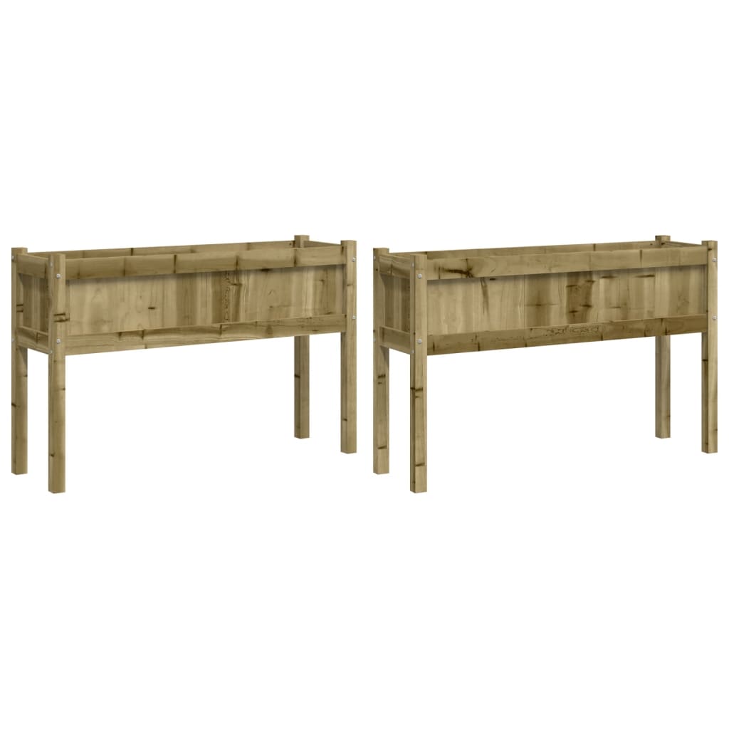 Jardinières 2 pcs avec pieds bois de pin imprégné