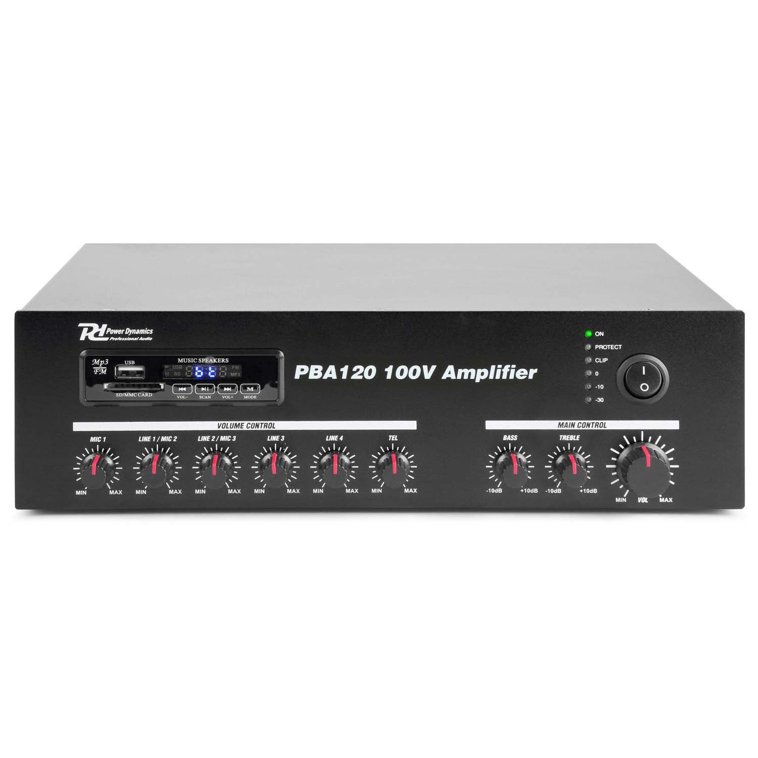 Power Dynamics PBA120 100V/70V & 4/8/16 Ohm mono-versterker - 120 Watt