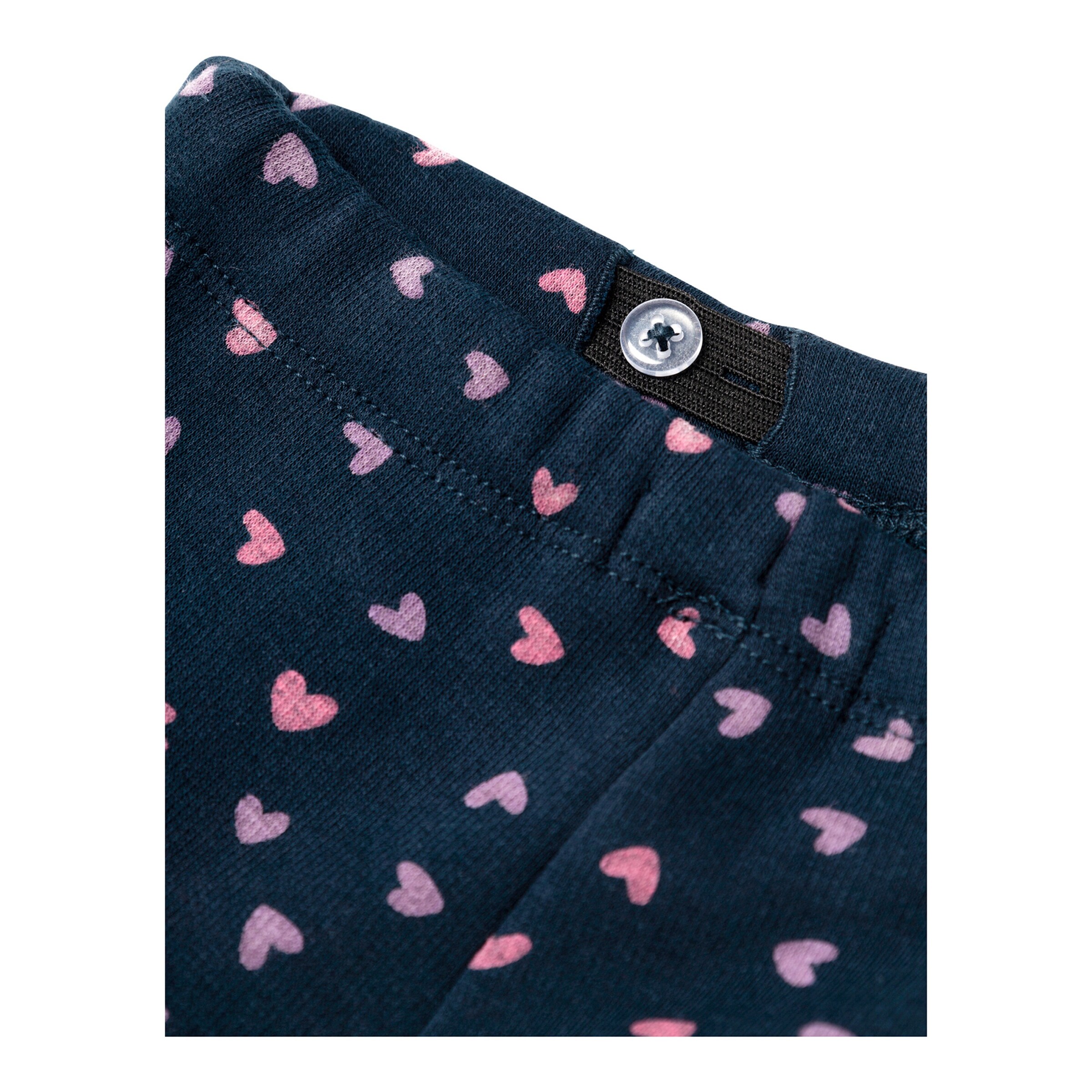 NAME IT Fleece-Leggings gefüttert Herzen marine/rosa