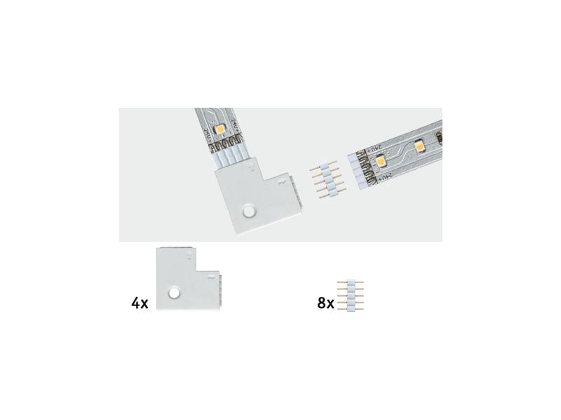 Paulmann Eckverbinder MaxLED flach, 4 Stück Verbindungsstücke zur Eckmontage (flach)