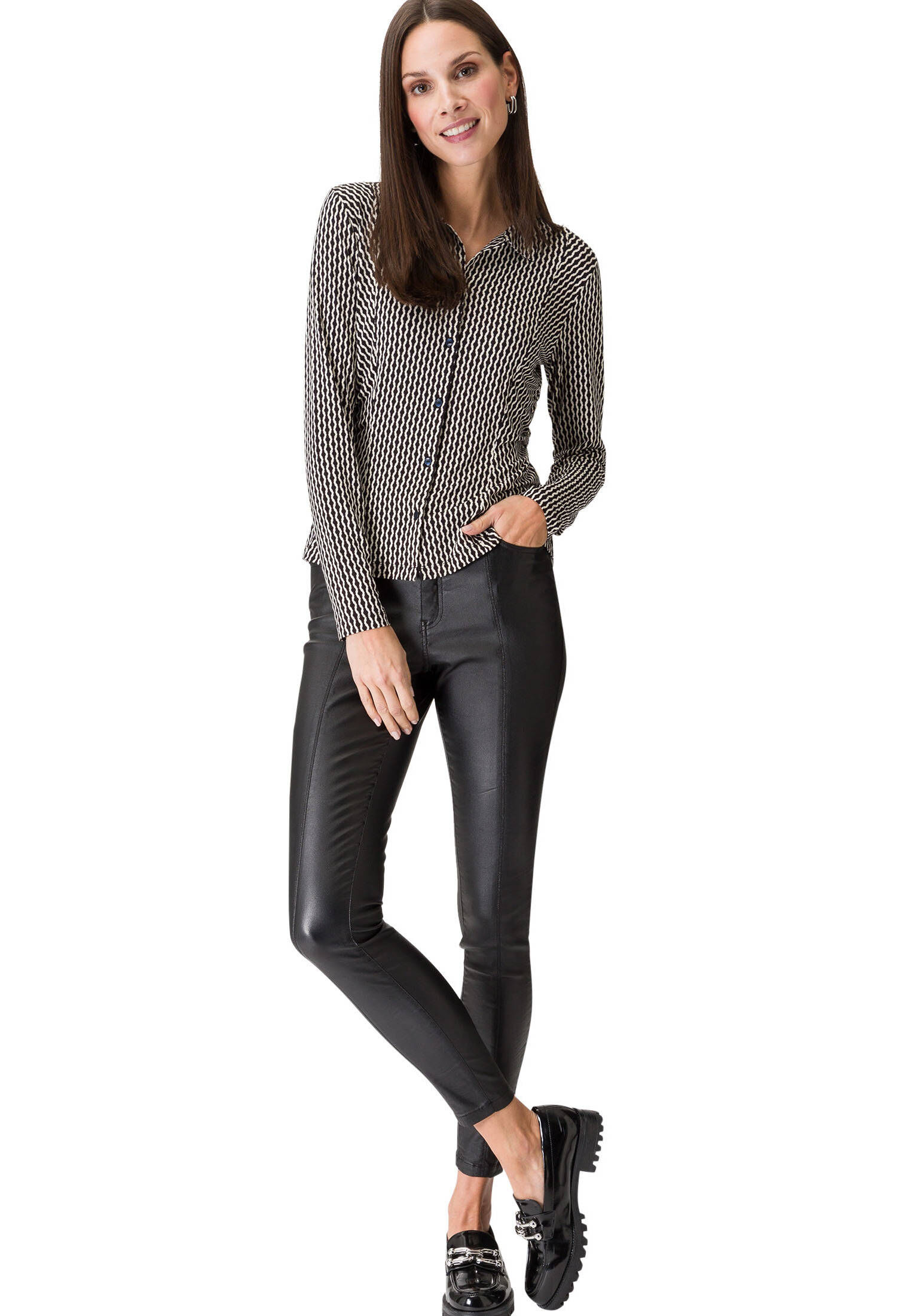 zero| Damen Blusenshirt mit Knopfleiste