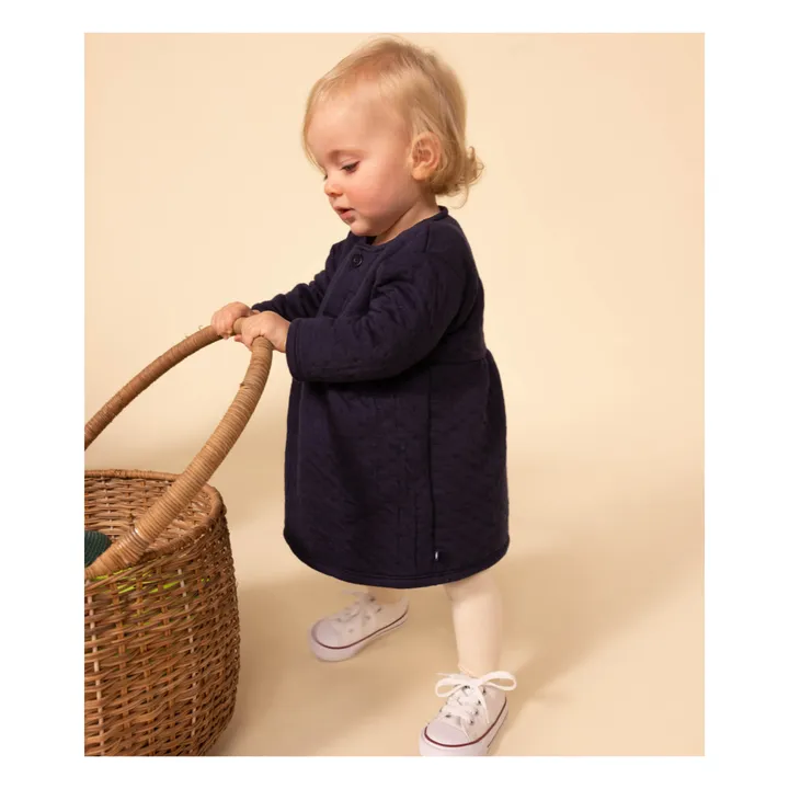 Petit Bateau Robe en Tubique Matelassé Unie | Bleu marine