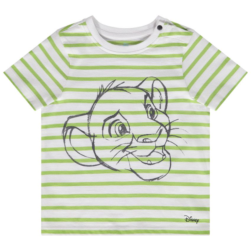T-shirt manches courtes rayé print Le Roi Lion Disney pour bébé garçon - Blanc