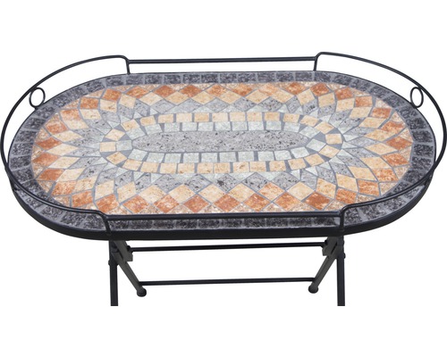 Siena Garden Prato balkontafel, steenmozaïeklook, 41x67,5x60 cm, grijs