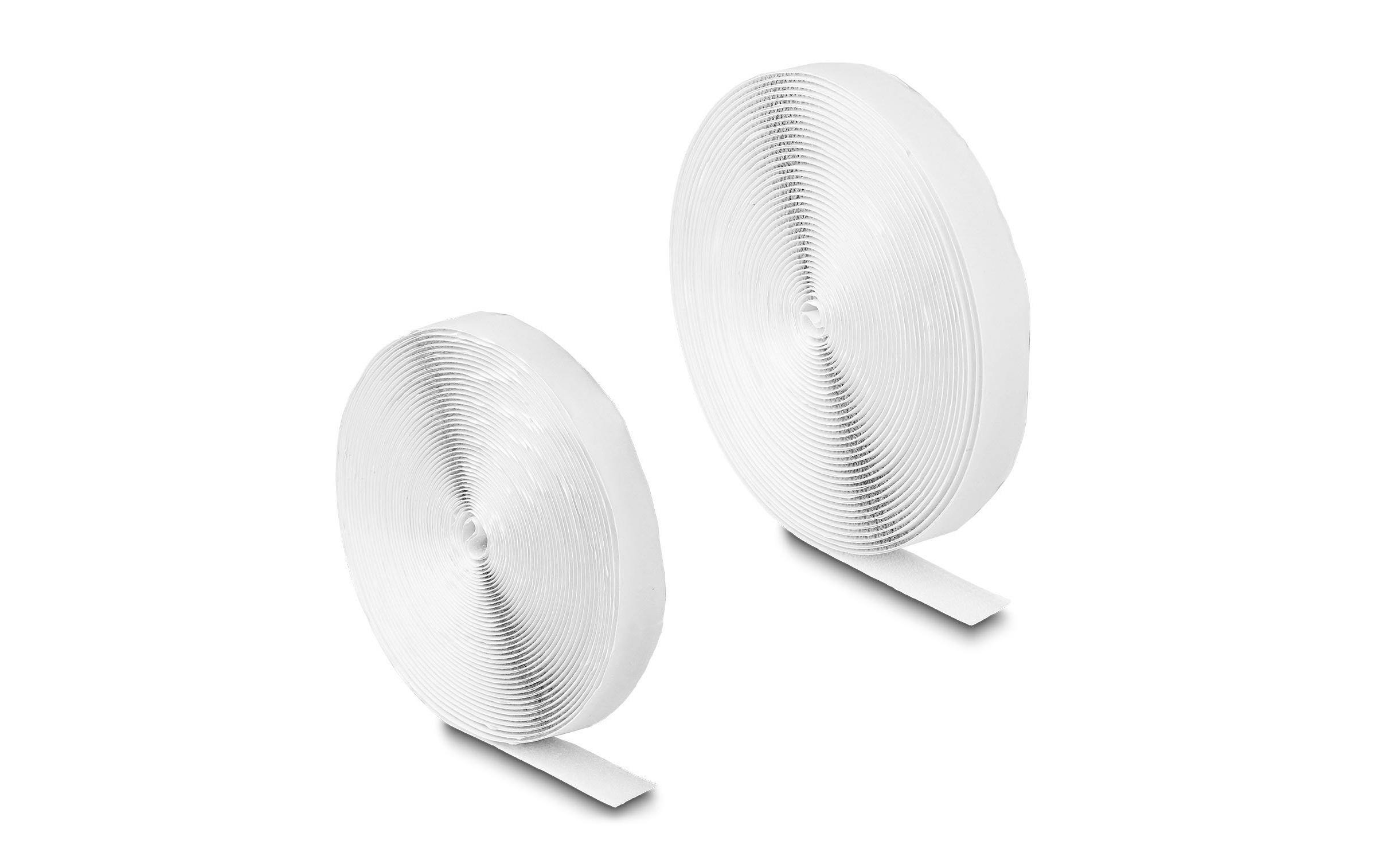 Klettband 5 m x 20 mm mit Haft- und Flauschband, WeissDelock Klettband selbstklebend mit Haft- und Flauschband L 5 m x B 20 mm weiss