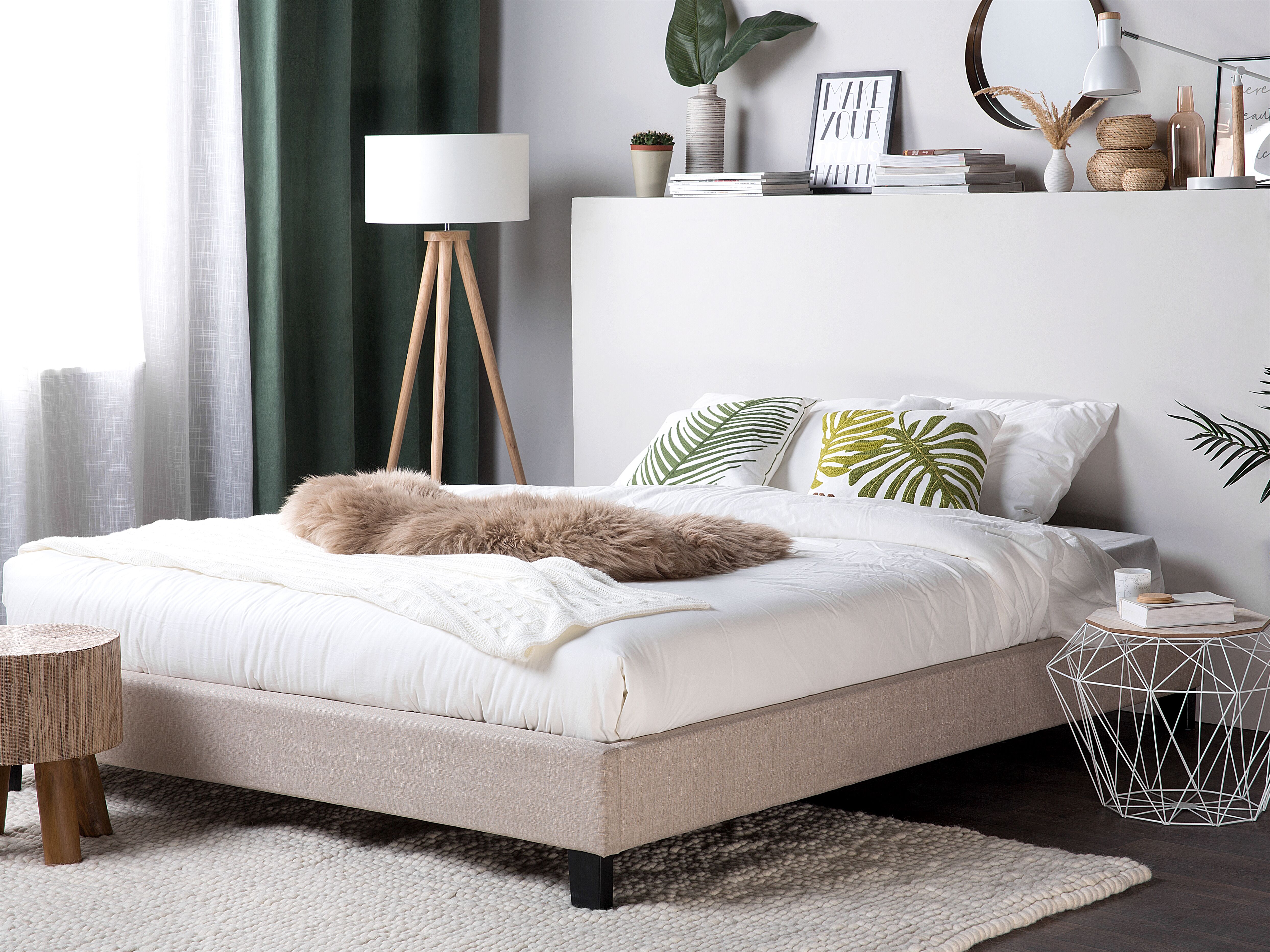 Bed zonder hoofdbord Stof ROANNE 180 x 200 cm Beige