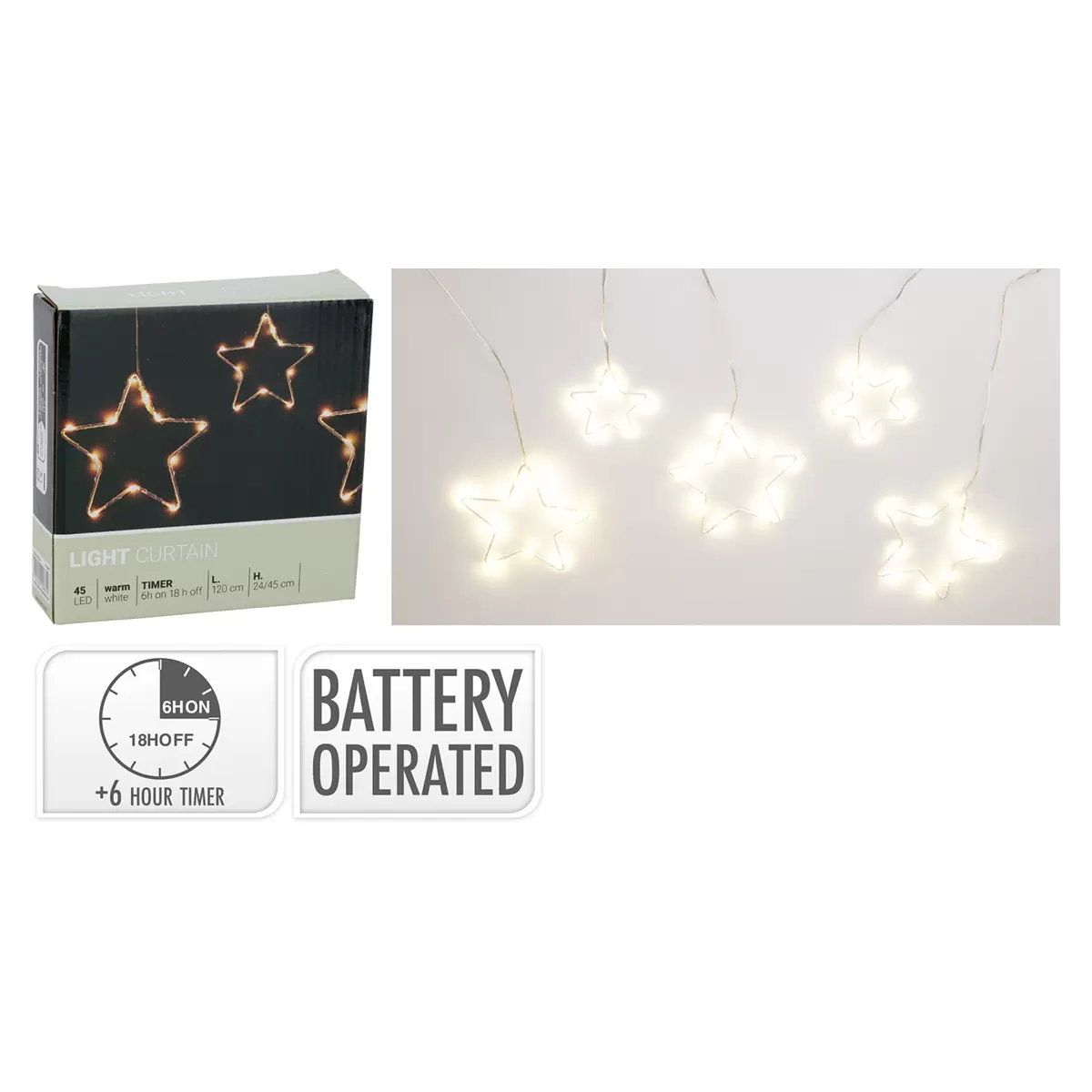 LED Lichterkette Vorhang Sterne weiss