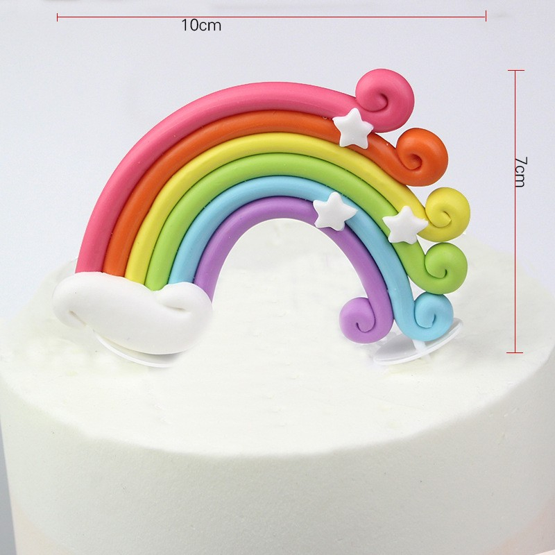 Kuchenstecker Regenbogen Weichkeramik Tortenstecker Topper Dekoration für Torten / Kuchen - Bunt