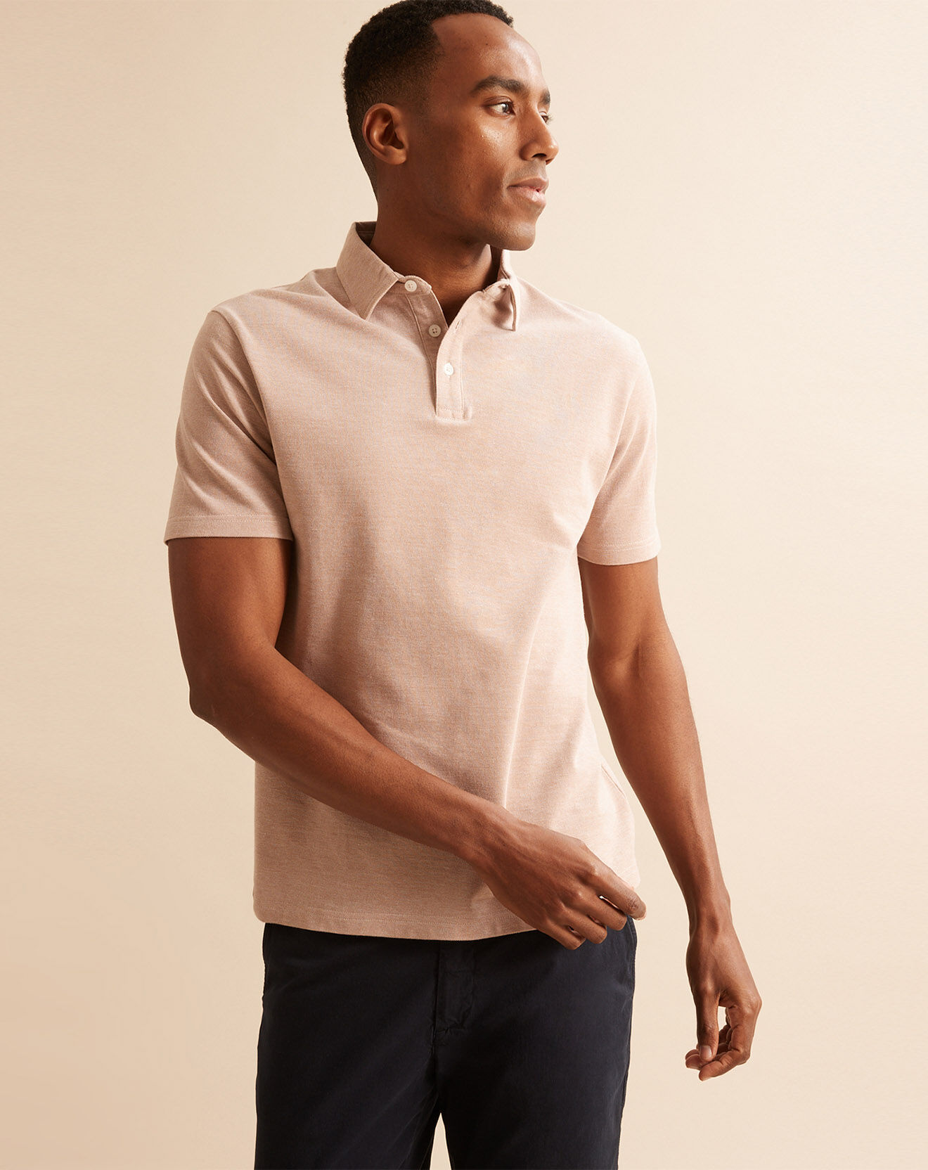 Cyrillus Polo en maille piquée effet chiné beige