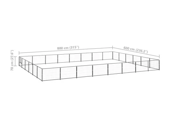 Chenil extérieur cage enclos noire 800 x 600 x 70 cm 02_0000538