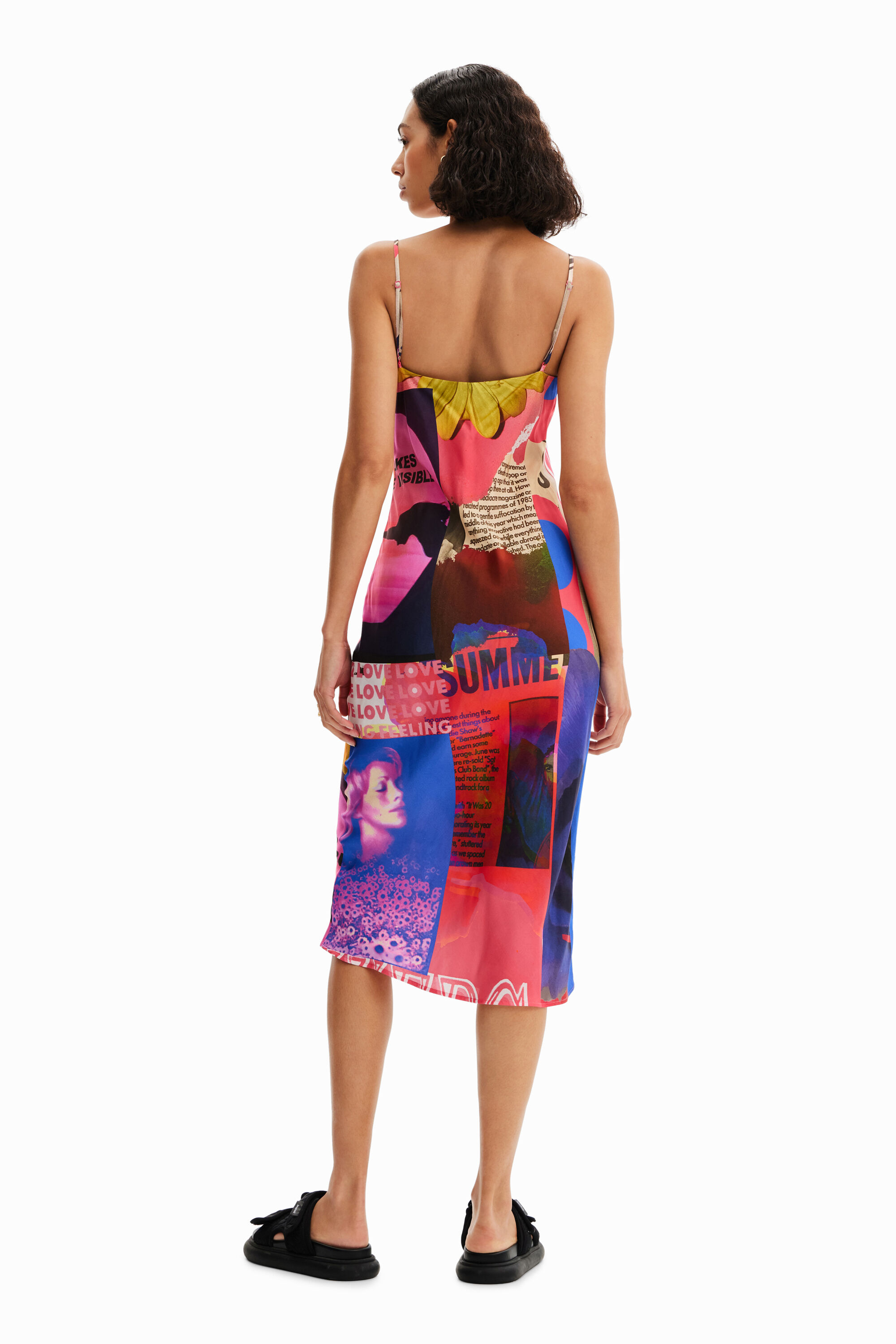 Vestido midi lencero colagem