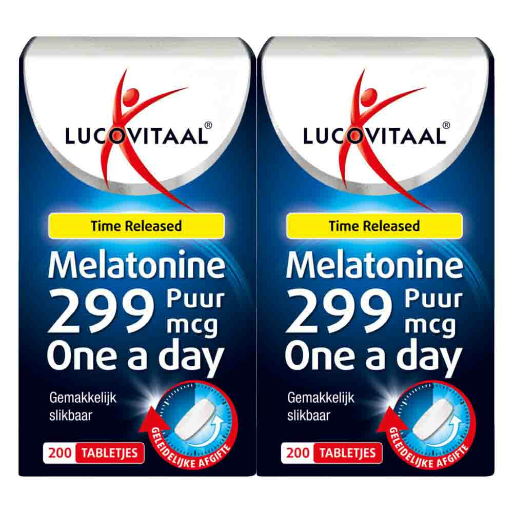 2x Lucovitaal Melatonine Puur 0,299mg Time Released200 tabletten
