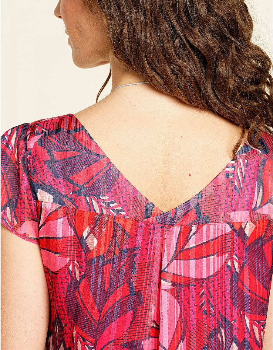 Top chic en voile rose