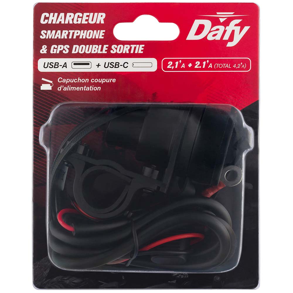 Dafy Moto - Chargeur QC3.0 USB + Type C
