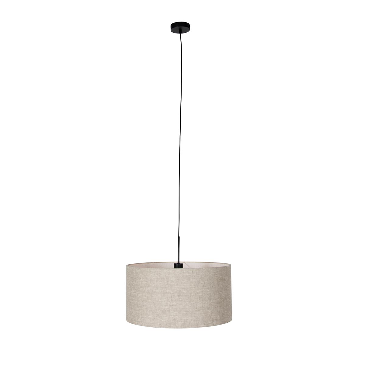 Landelijke hanglamp zwart met beige kap 50 cm - Combi 1