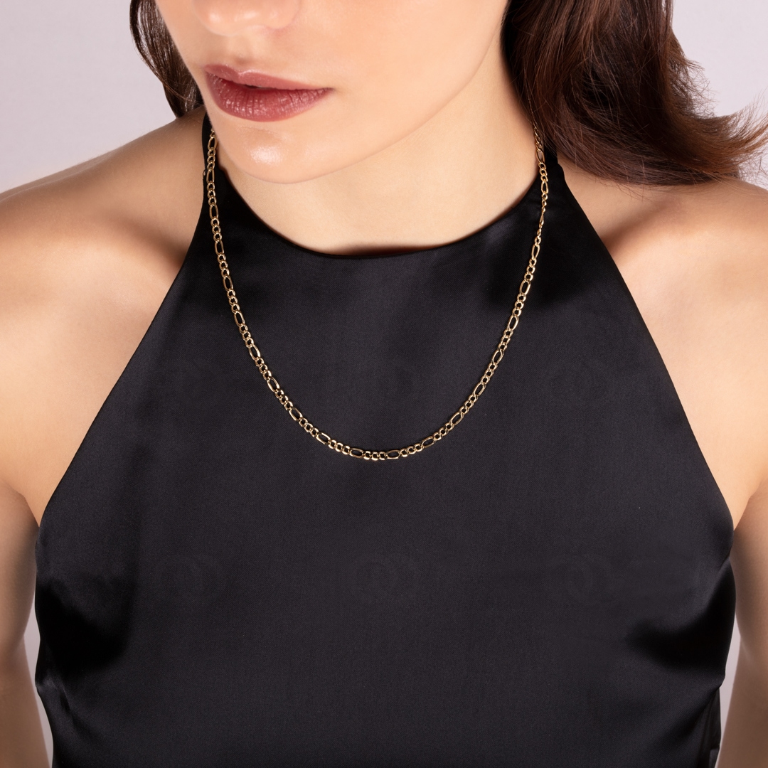 3.3mm Figarokette 750/18 K Gelbgold halbmassiv