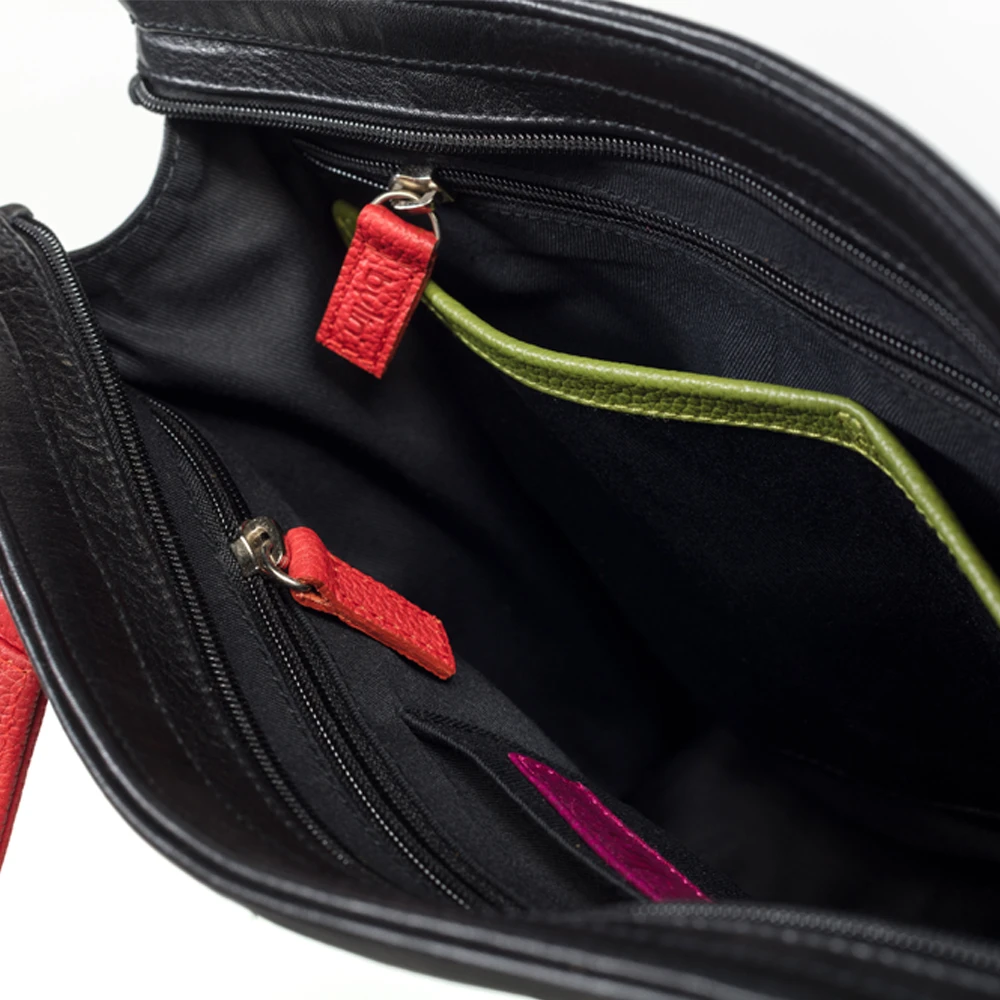 Biz Black Leather with Multi Colour Tulip