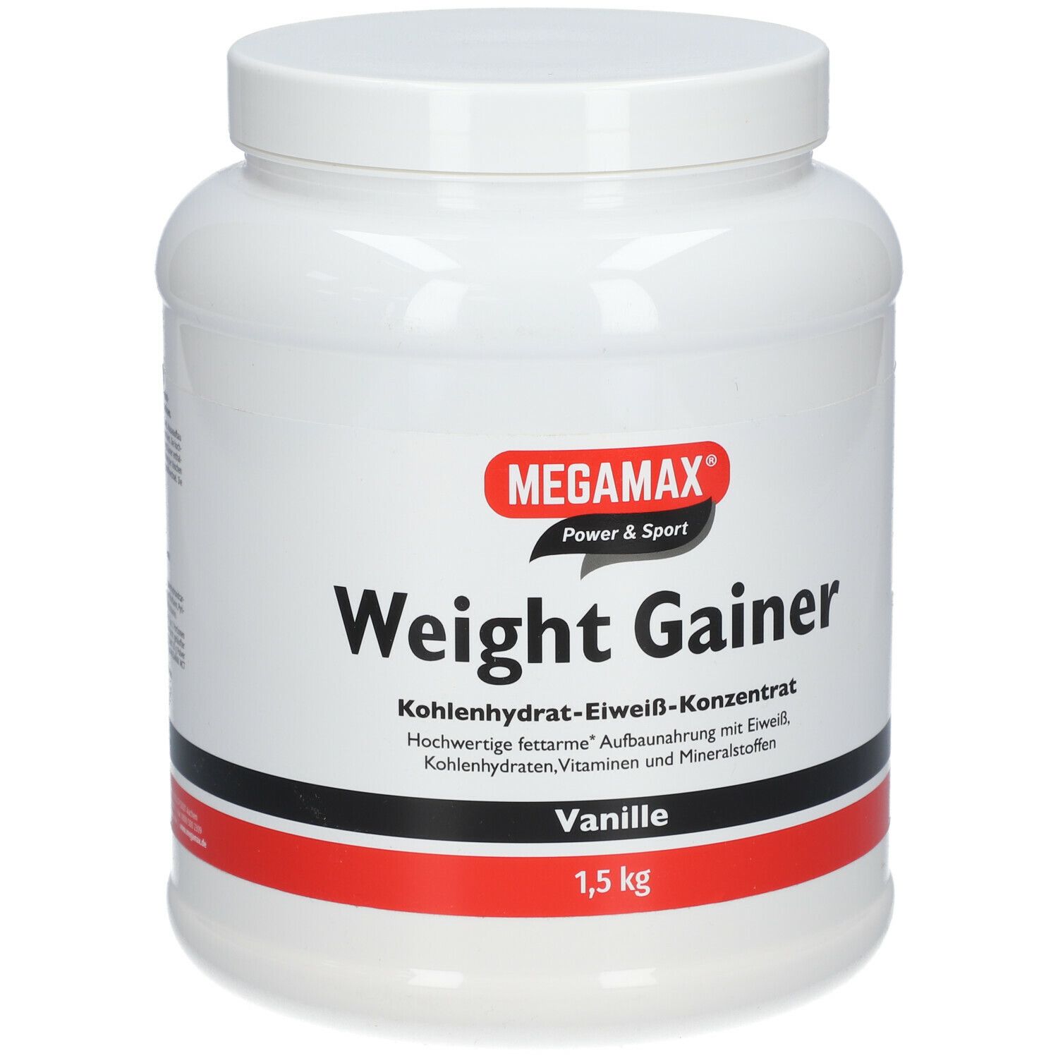 MEGAMAX® Power & Sport Weight Gainer Kohlenhydrat-Eiweiß-Konzentrat Vanille-Geschmack