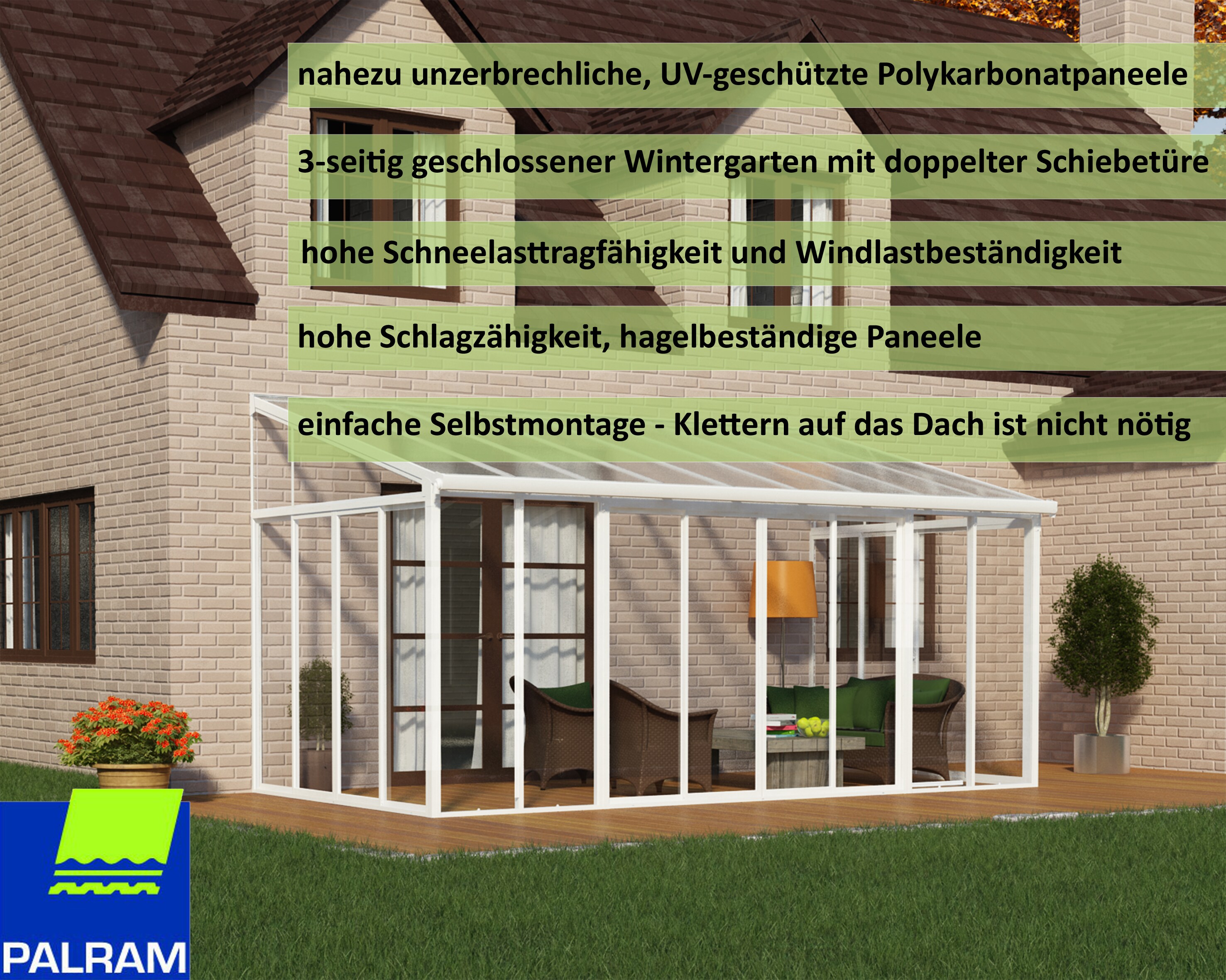 Palram - CanopiaSanRemo Wintergarten, weiß in cm 546x295x310 (LxBxH)