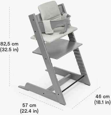 Stokke Tripp Trapp Matstol Bundle inkl. Sittepute, Storm Grey/Nordic Grey
