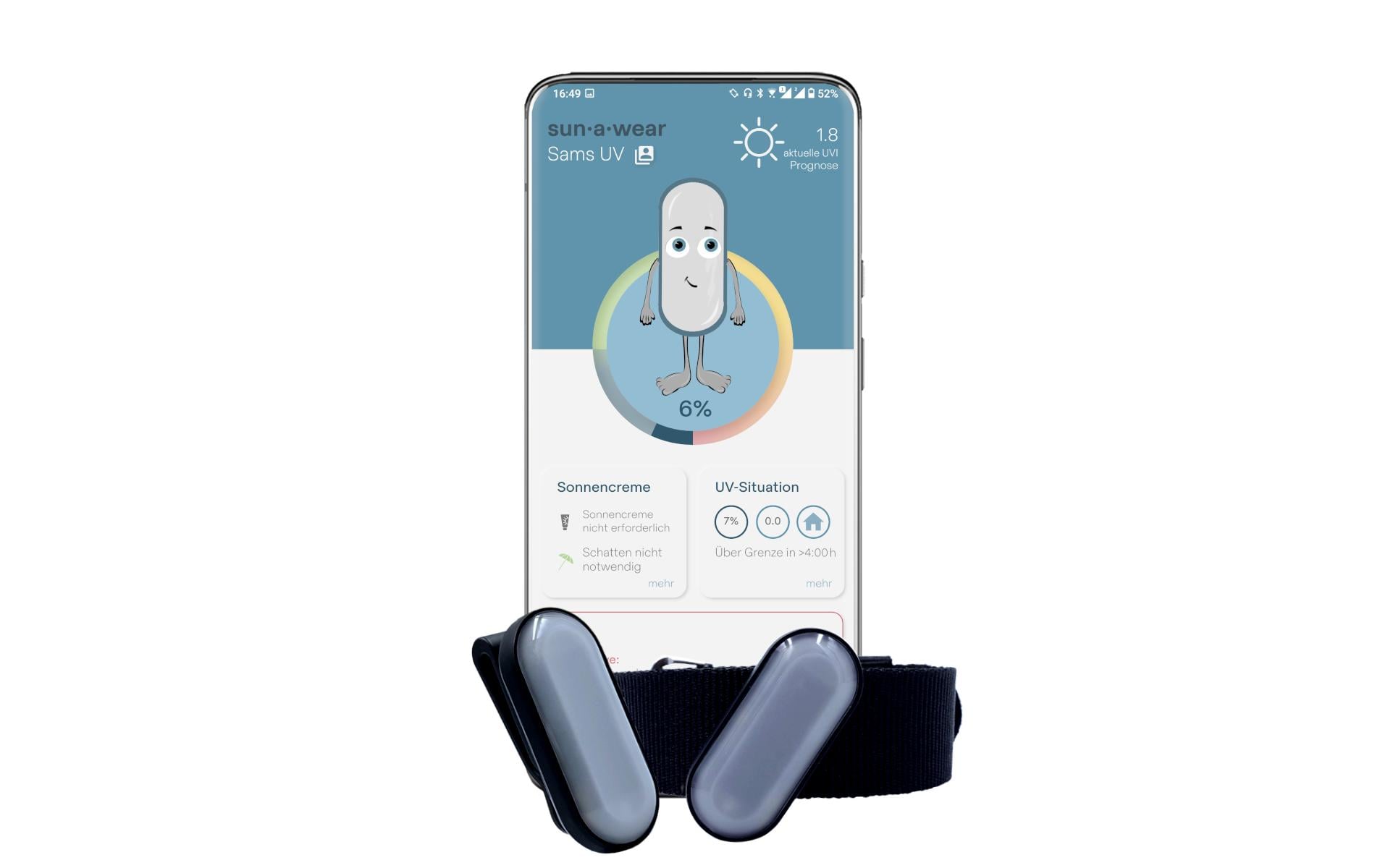 UV-Sensor mit Clip und Armband 1 StückUV Sensor zur Messung der UV-Strahlung
