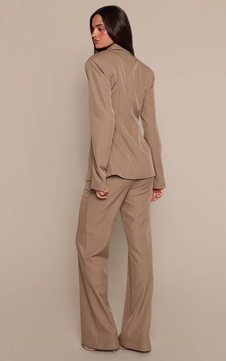 Taupe Pantalon Tailleur Large À Jambes Évasées Ensemble Coordonné