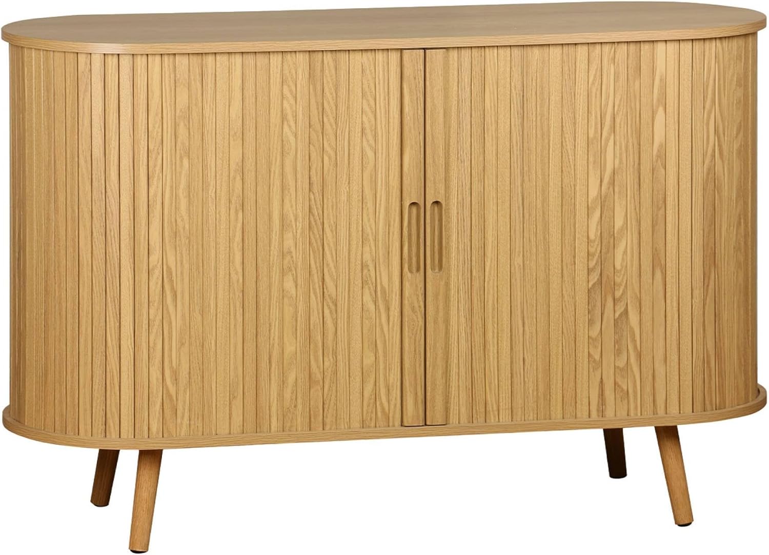 sweeek - Skandinavisches Sideboard, 2 Schiebetüren, 4 Fächer, B 120 x T 40 x H 75 cm - Legacy