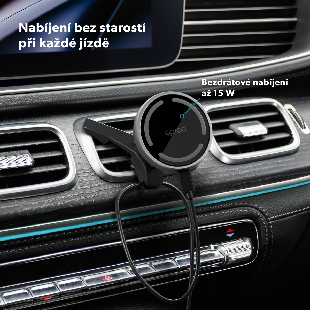 (15W) MagSafe Auto KFZ Ladegerät Qi Wireless Charger Ladestation (9915111300034) - Space Gray (Grau)