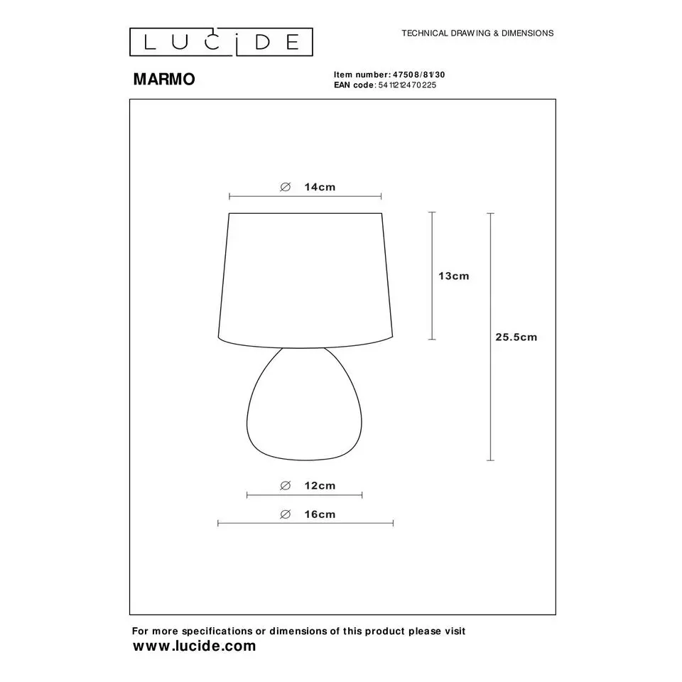 Lucide MARMO Tafellamp - Zwart