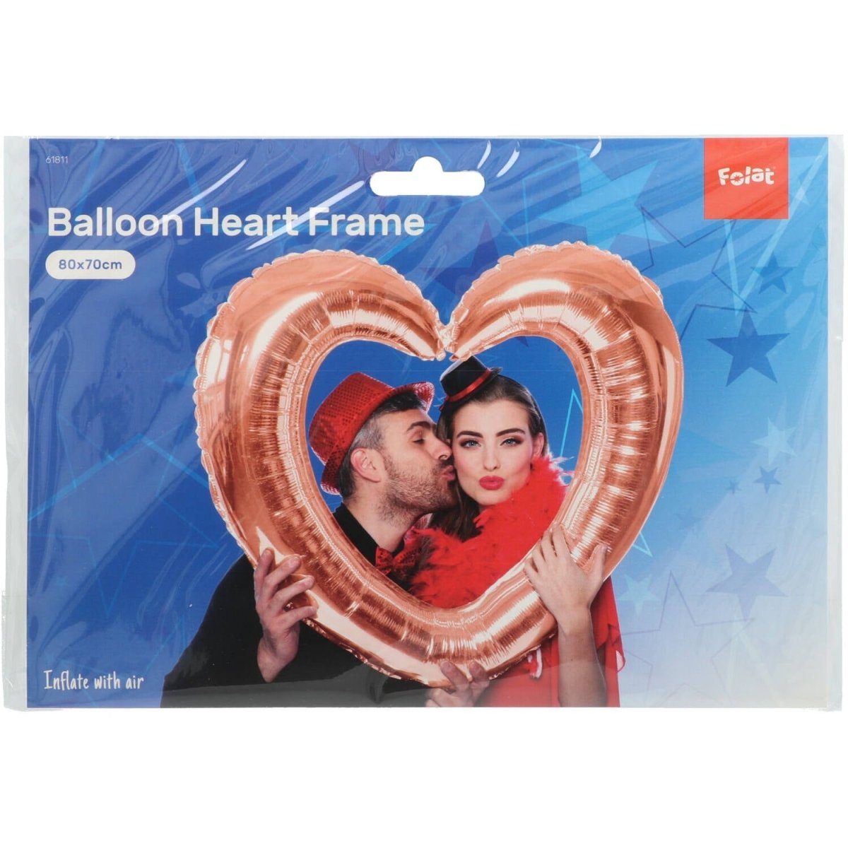 Hart Helium Ballon Rose Goud Fotolijst Leeg 80cm