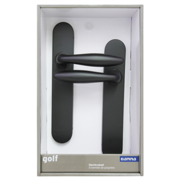 Gamma deurkruk set Golf ovaal blind schild zwart RVS
