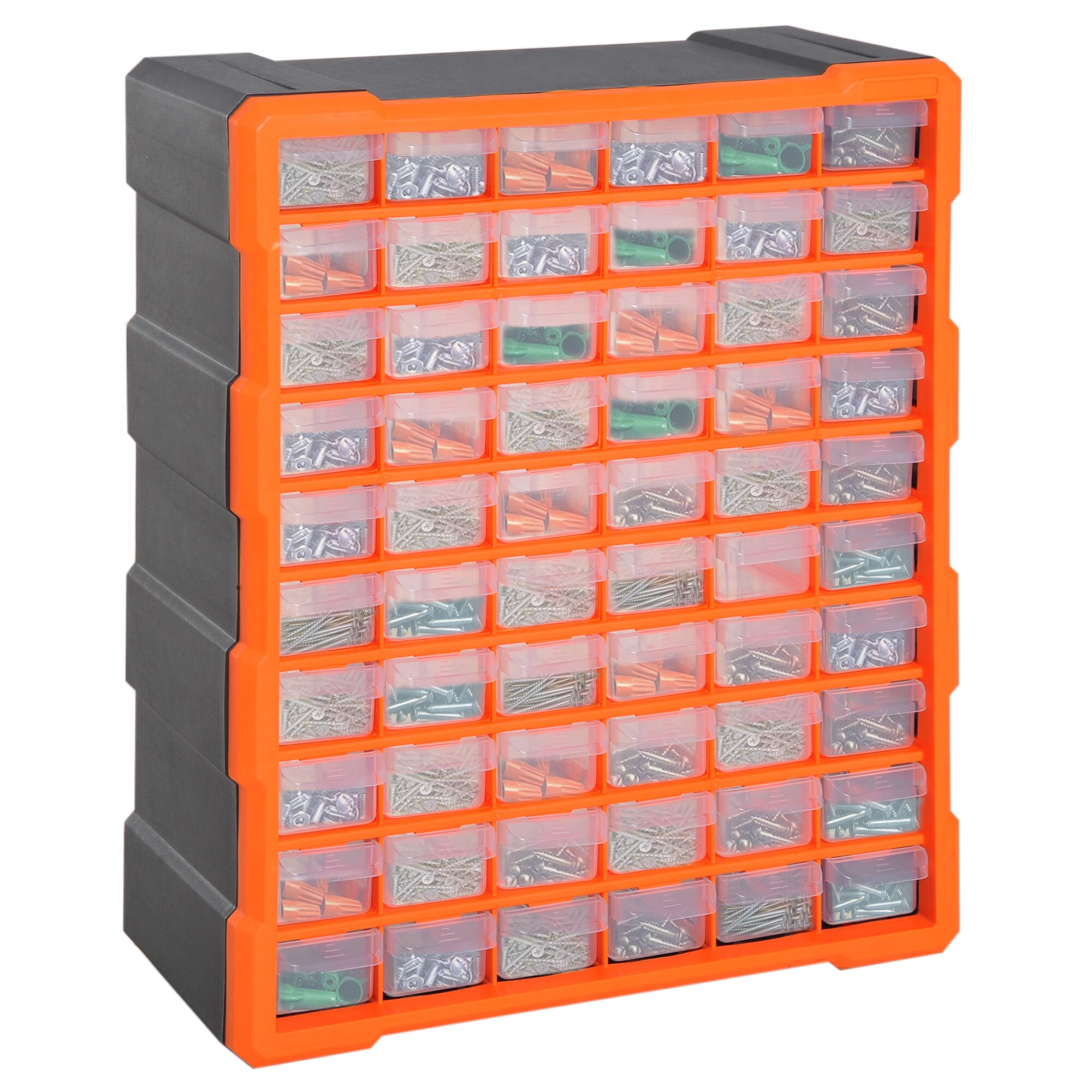 DURHAND Kleinteilemagazin mit 60 Fächer orange 38 x 16 x 47,5 cm (LxBxH)
