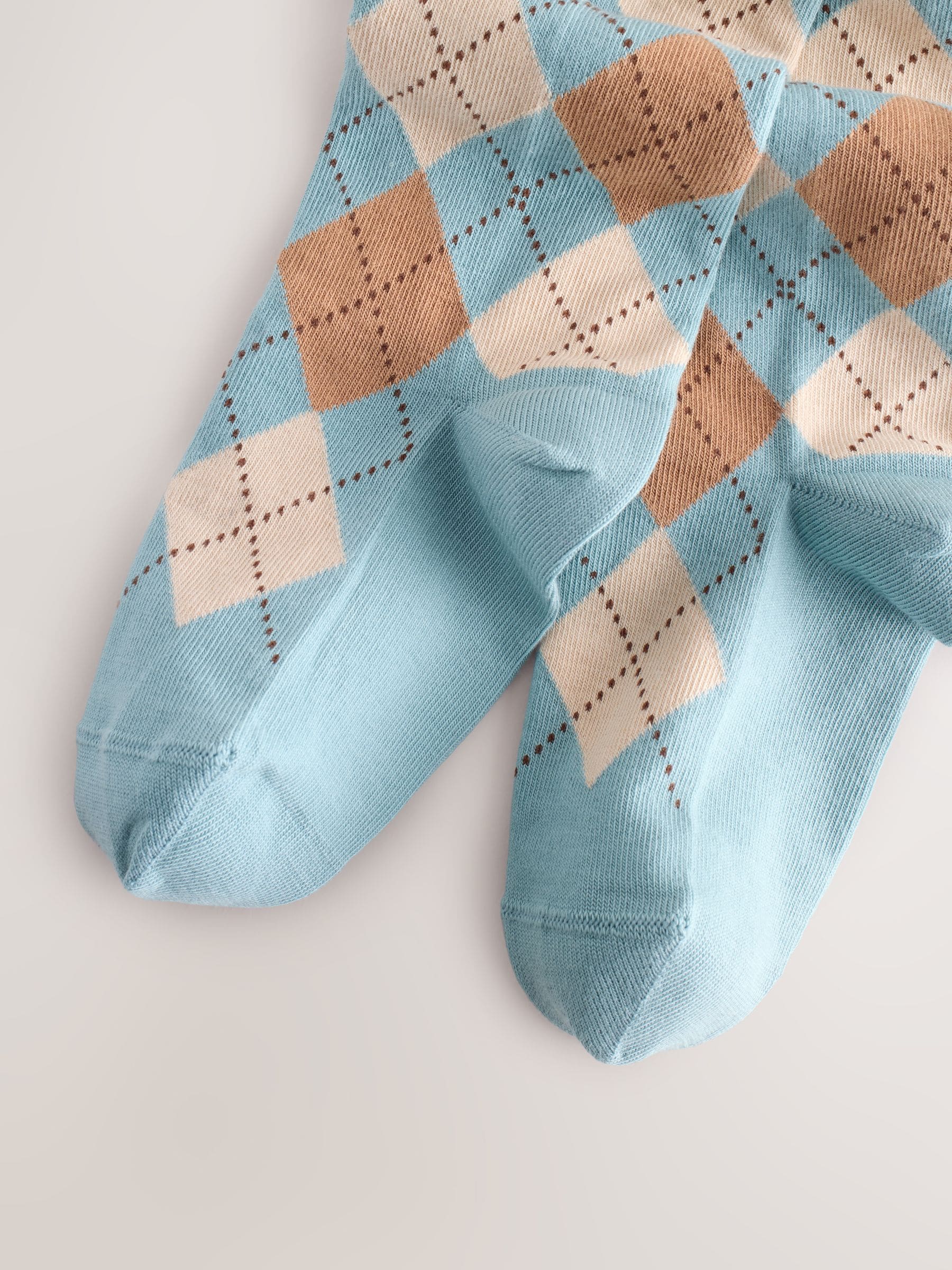 Blauw - Katoenrijke argyle panty's
