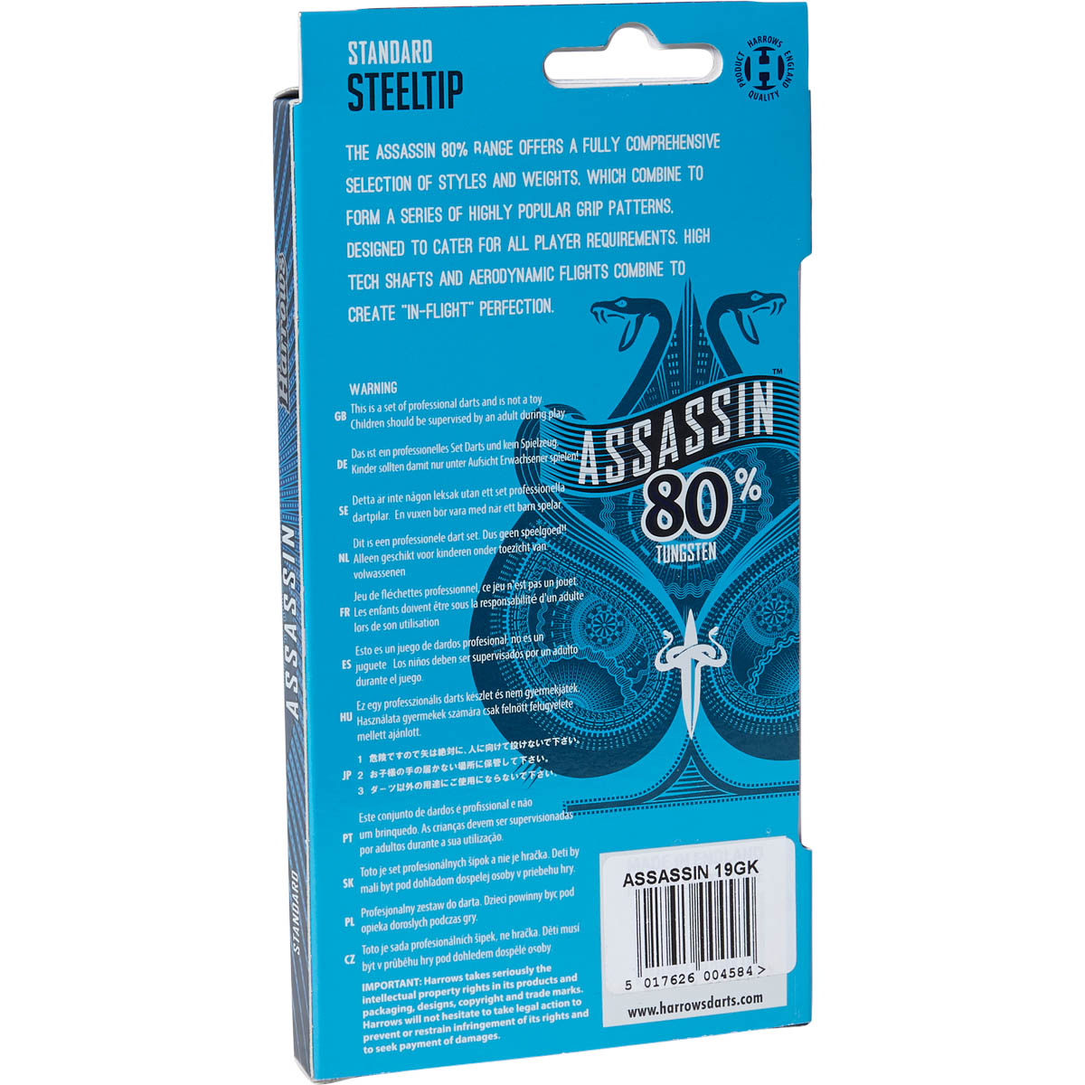 Harrows Assassin 80% Tungsten Steeltip Dartpile