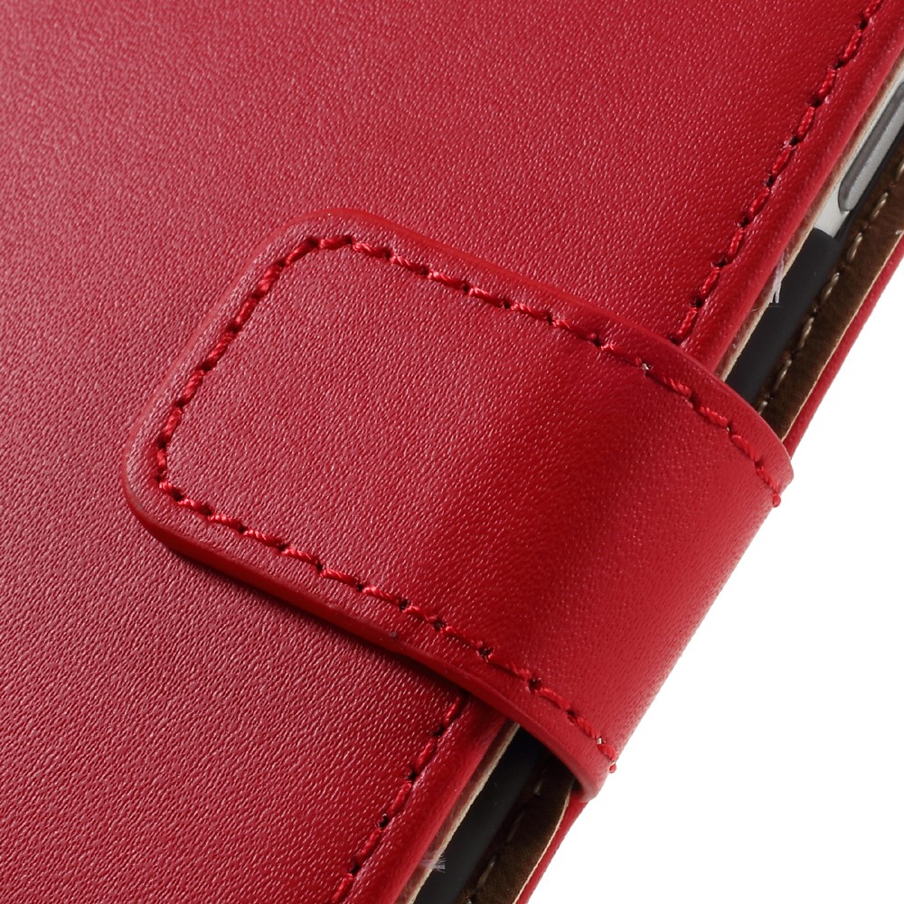 iPhone SE (2022/2020) / 8 / 7 Echtleder Tasche Flip Cover mit Karten Etui - Rot