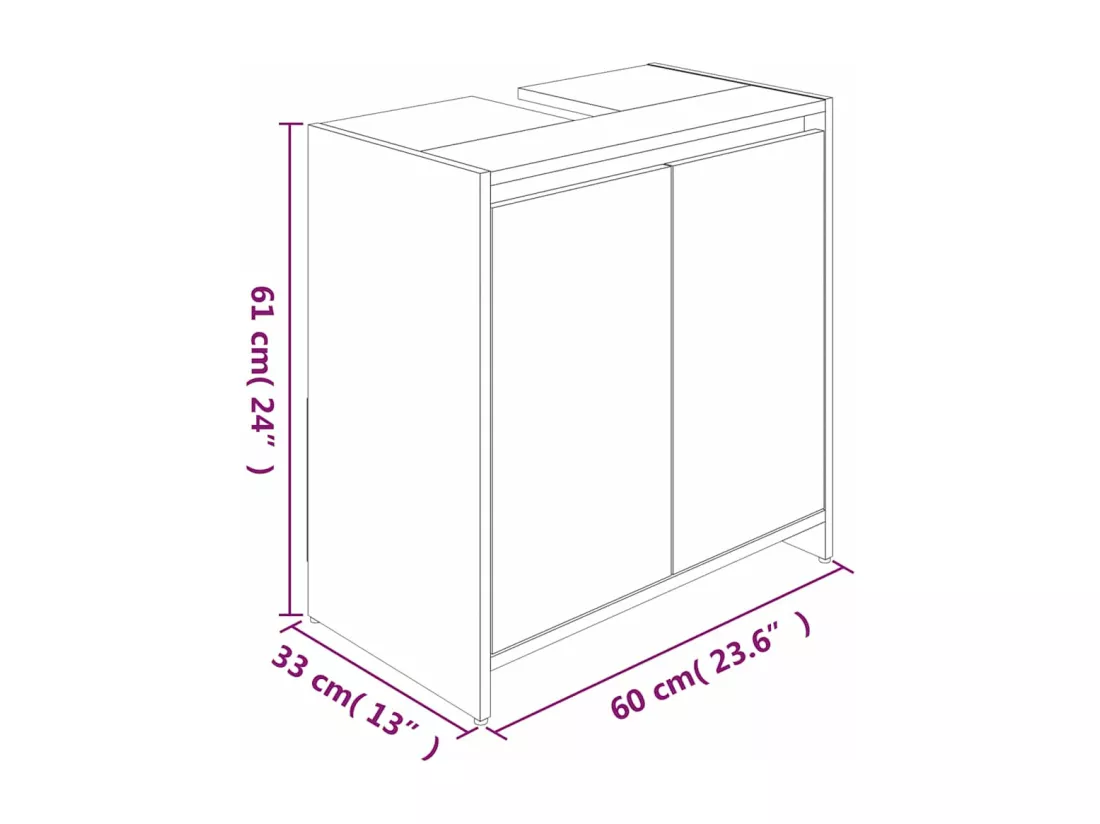 Armoire de bain Chêne marron 60x33x61 cm Bois d'ingénierie